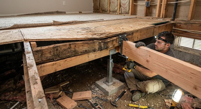 Sagging Floor Joist Repair in Kansas City, KS